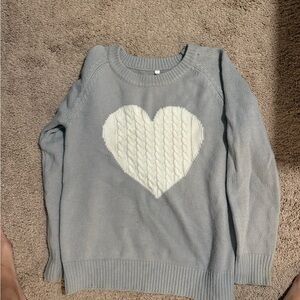 Elegant Gray Heart Knit Sweater